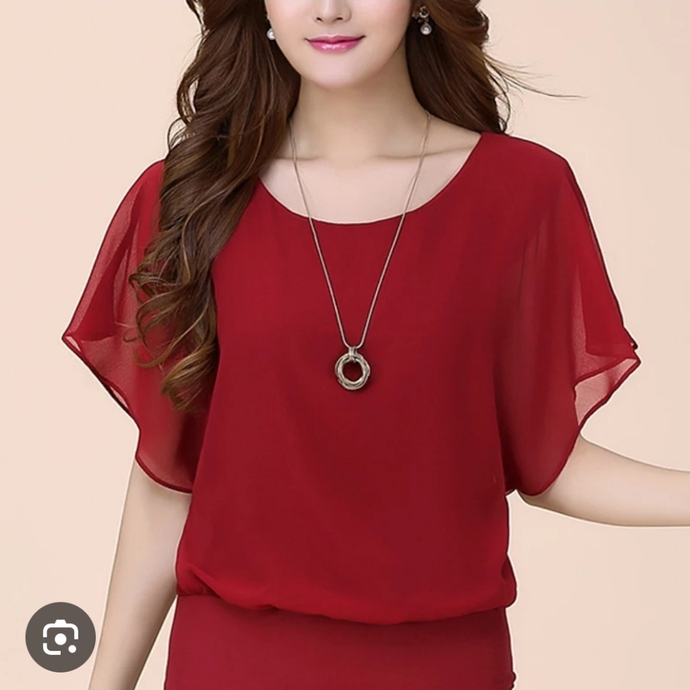 Women's Summer Loose Casual Short Sleeve Chiffon Top T-Shirt Blouse